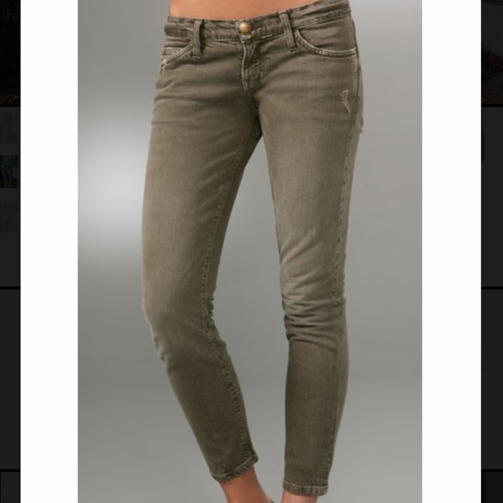 Current Elliott crop skinny jeans 26 olive green